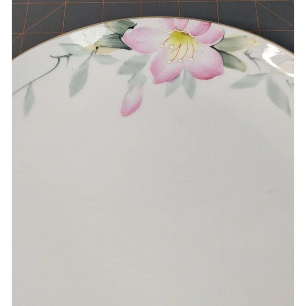 Noritake Hand-Painted Azalea Floral Porcelain Cake Plate open Handles 9.25" - Picture 3 of 15